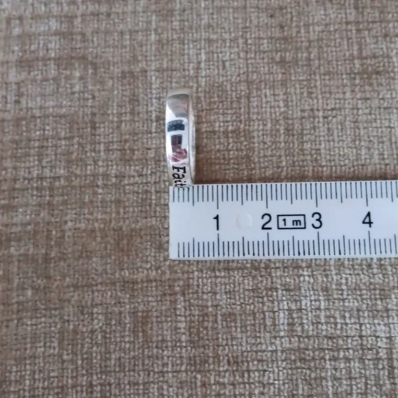 925 FAS Thai Silver Faith Love Hope Inscribed Band - Picture 7 of 7